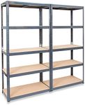 Storalex 2 x Garage Racking Shelving Units - UK’s Bestselling Garage Storage Shelves - Extra Deep 600mm Version - 200kg Per Shelf (Evenly Distributed) - Boltless Assembly System - 5 Tier Shelf Unit