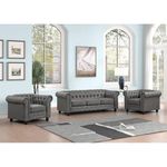 Wood Art India - 3 +1 +1 Seater Luxary Velvet Tuffted Round Arm Designed Sofa Set for Living Room, Hallways, Offices, Bedroom (Steel Grey)