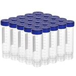 ESHATO 50 Pack Sterile Centrifuge Tubes, 50ML Polypropylene Self-Standing Test Tubes with Leak-Proof Screw Caps, Graduated and Write Marks, Conical Tubes, DNase/RNase Free, Human DNA-Free