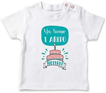 SUPERMOLON - Camiseta Bebé Ya tengo un añito Blanco 1-2 años - Camiseta Bebé Primer Cumpleaños - Algodón 100%