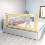 BAYBEE Baby Bed Rail Guard for Baby Safety with 28 Height Adjustable, Portable Bed Side Protector for Babies Falling | Foldable Single Bed Railing for Baby Toddler (1 Side, Beige, 200x80cm)