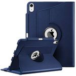 Fintie Rotating Case for iPad Air 11-inch M2 (2024), iPad Air 5th Generation (2022) / Air 4th Gen (2020) 10.9 Inch with Pencil Holder - 360 Degree Rotating Protective Stand Cover, Navy