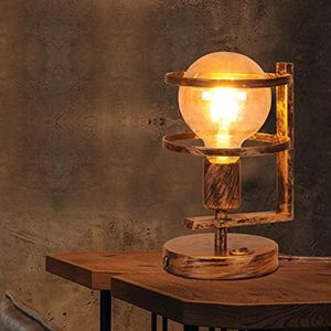 AIRTWESD Decorative Table Lamp, Retro Atmosphere Lamp, Metal Desk Lamp, E27 Bedside Lamp, Bedside Lampshade, Bedroom with Switch (No Bulb)