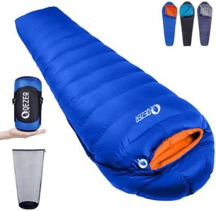 QEZER 0 Degree Sleeping Bag for Adults, Filled with 650 FP Down and Equipped with a Compression Sack, Specially Designed for Backpacking.