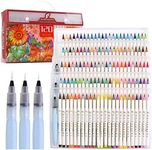 MAIKEDEPOT Watercolor Brush Pens 120pcs Artists Markers Assorted Colors Pens, 3 Water Brush Pens Watercolor Painting Markers with Online Tutorial Video for Artist Coloring and Drawing(120 Colors)