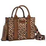 Wrangler Purse for Women Medium Tote Bag Handbags Top-Handle, A-leopard, Medium-10.6 inch