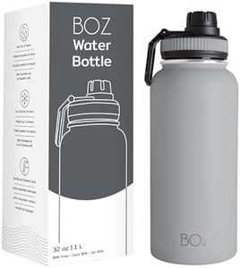 BOZ Stainless Steel Water Bottle - Stainless Steel Water Bottle 1 Litre - Leak-Proof Thermos Flask 1 L - BPA-Free Insulated Flask - Suitable for Carbonated Drinking Bottle - Water Bottle for Sports