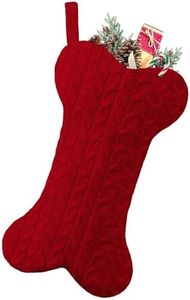 Malier Dog Christmas Stocking, Knit White Christmas Stocking for Dogs, Bone Shape Dog Stocking Christmas Large Pet Stockings Hanging Dog Christmas Stocking for Dogs Cats Pets
