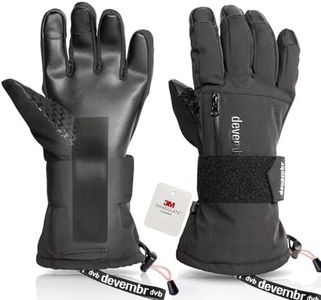 devembr Snowboarding Gloves with Wrist Guards, Ski Gloves Touchscreen, Black, M