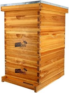 10-Frame Langstroth Beehive Dipped in 100% Beeswax, Complete Bee Hives and Supplies Starter Kit Includes 2 Deep Hive Bee Box and 1 Bee Hive Super with Beehive Frames and Foundation