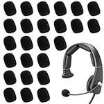 Kingovalley 30 Pcs Mini Foam Microphone Windscreen, Black High Density Mini Foam Sponge Headphone Mic Protective Covers for Various Headset Microphones