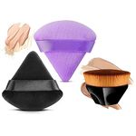 Spanking Powder Triangle Makeup Puff for Face, Powder Puffs for Loose Setting Powder, Under Eye Foundation Wedge Blender Sponge Beauty Makeup Tools (2 Pcs Triangle Puff With Liquid Foundation Brush)