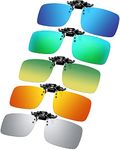 5 Pairs Polarized Clip-On Sunglasses Rimless Flip Up Anti-Glare Driving Glasses (Multi Color, 2.36 x 1.57 Inch)