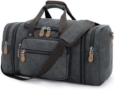 Gonex Canvas Duffle Bag for Travel 60L Expandable Duffel Weekend Overnight Bag men (Dark Gray)