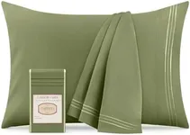 Mellanni Pillow Cases - 2 PC Iconic Collection Pillowcases - Luxury, Extra Soft, Cooling Pillow Covers - Envelope Closure (King 20" x 40", Sage)