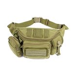 Carry Trip Men's Tactical Waist Bag Adjustable Chest Pouch Military Fanny Pack for Camping (Green)