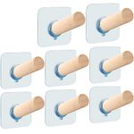 FOTYRIG Adhesive Hat Hooks Hat Hangers for Wall Rack Extended Wooden Pegs Handmade Baseball Caps Hooks- Bathroom Door Cloest Entryway Wardrobe-8 Pack