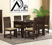 AADITYA WOODS Solid Sheesham Wood 6 Seater Dining Table Set with Chairs for Living Room Home Wooden Dining Table Set for Office Restaurant Modern Dining Room Set-57x35x30 inch(ad-Walnut6s)