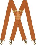 AYOSUSH Suspenders for Men Heavy Duty with Snap Hooks Brown X Back Casual Tuxedo