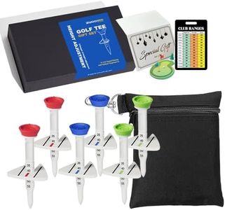 Adjustable Height Golf Tees 6 pack and black golf ball pouch kit , Unique triangular directional Design, Unbreakable plastic golf tee with Swing visual guide(3 1/4) perfect xmas/new year golf gift