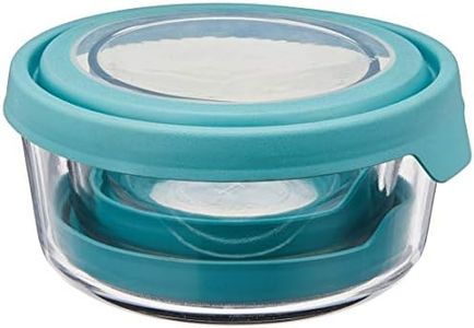 Anchor Hocking TrueSeal Glass Food Storage Containers with Mineral Blue Airtight Lids, 6-Piece Round Set, Teal