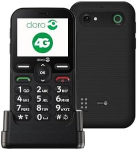 DORO Phone - Doro Leva E10 - 4G Mobile Phone For Elderly - 2.4" Landscape Display, High Contrast Keys, Extra Loud & Clear Sound, HD Voice, Camera, Doro Secure Button - Charging Cradle - Black