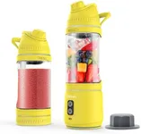 Portable Blender for Smoothies and Shakes, Anti-Jamming, 24oz USB-C Rechargeable, BPA-Free, Electric Protein Shaker Bottle with Travel Lid for Kitchen, Gym & Office. (Yellow Base Yellow Lid)