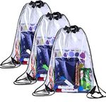 UgyDuky 3 Pack Clear Drawstring Bag, Waterproof Stadium Drawstring Backpack, Clear Backpack for Stadiums, Sporting Events