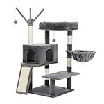 PAWZ Road Cat Tree for Large Cats with Super Large Perch, Multi-Level Cat Tower with Big Condo Removable Pomp Sticks Ramp[48"=122cm] for Indoor Cats Kitten, Grey