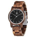 VICVS Wooden Watches for Men and Women, Natural Walnut/Olive Wood Japanese Quartz Chronograph, Adjustable Strap, Military Sports and Leisure (Walnut-3)