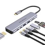 USB C Hub Multiport Adapter, Newmight 7 in 1 USB C to HDMI Adapter with 4K HDMI，2 USB 3.0, USB-C 3.0 Data Port, 100W PD, SD/TF Card Reader, USB C Dongle for MacBook Pro, iPhone 15/Pro Max, HP, Dell