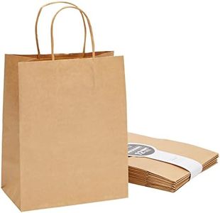 12 Pack Medium Paper Bags with Handles, Bulk Brown Bags for Party Favors, Goodies (8 x 4.75 x 10 In)