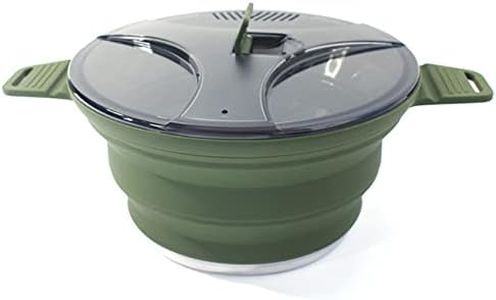 PRATYAHARA Pentola pieghevole all'aperto in silicone per escursionismo, pentola da picnic portatile in acciaio inox, verde