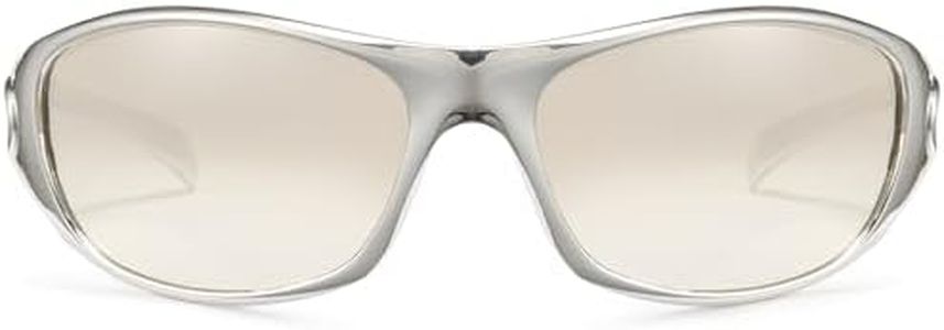 Cyxus Y2k Wrap Around Sunglasses for Men Women Swift Oval Fashion Trendy Sport Shades UV400 Protection Lens 1144 Silver