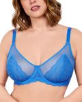 HSIA Minimizer Bra for Women - Plus Size Lace Bra Womans Full Coverage Bras Unlined Underwire Bra for Heavy Breast Marine Blue