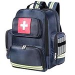 Gatycallaty First Aid Backpack Medical Emt First Responder Bag Empty Ems Emergency Home Health Hiking Trauma Travel Camping, Navy, Large, First Aid Backpack With Shoulder Medical Bag