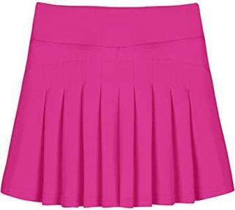 Zaclotre Girls Pleated Tennis Skirt with Shorts Pockets Elastic Athletic Golf Skirts Lightweight Workout Running Sports Skort Rose Red