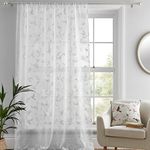 Dreams & Drapes Net Curtains for Window W55 x L72 (140 x 182cm) Darnley, Voile Curtains for Bedroom/Living Room, Flower/Floral Sheer Curtains, Lace Curtains, White