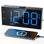 Alarm Clocks for Bedrooms,Digital Clock with 7.5''LED Display Bedside Clock Large Digts,Week Display,Dual Alarms,USB Charging Port,5 Dimmer,5 Volume,Big Snooze,12/24H&DST,Battery Backup,Plug-in Clock