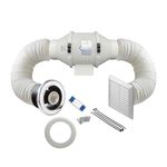 Powerful and Quiet Inline Loft Bathroom Extractor Fan Kit with 3W LED Light and Run On Timer 100mm / 4"