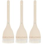 ZEONHEI 3 PCS 3 Inch Flat Hake Brushes, Soft Goat Hair Brush and Hake Paint Brush with Solid Wooden Handle, Hake Brush Set for Watercolor Pottery Painting Arts