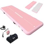 RISINGUKST Air Tumbling Track Gymnastics Mat, 13ft Gym Inflatable Tumble Mats 6 Inch Thickness, both sides can be used for Home Use/Training/Cheerleading/Yoga/Water Fun, White and Pink