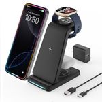 Wireless Charger for Fitbit Watch: JoyGeek 3 in 1 Charging Station for Versa 4/Versa 3/Sense 2/Sense, Phone Charge Dock for iPhone & Google Pixel, for Galaxy, Airpods 3/2