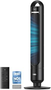 DREO Quiet Tower Fan for Bedroom& Home, 25ft/s Powerful Airflow, 29ft Coverage, 1-8H Timer, 4 Speeds, 3 Modes, 28dB Bladeless Fan with Remote Control, 90° Oscillating Cooling Fan, LED Display