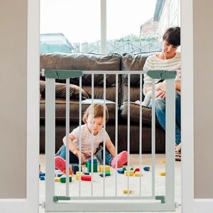 BABY JOY Auto-Close Baby Gate, 76 to 82.5 cm Wide Safety Gate with 76 cm Height, Extendable Pets Gate with Pressure Mounted Fits Opening, Easy Walk-Thru Dog Gate for Stairs or Doorways