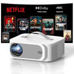 Projector-4K [AI Movin 1.0 System Built-in mainstream apps/36W DoIby Audio/E-Focus] 30000 Lumen Native 1080P Outdoor-Projector with WiFi 6 and Bluetooth, Lisowod Smart Portable Proyector with HDR10+
