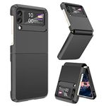 Designed for Galaxy Z Flip 3 Case with Hinge Protection,Samsung Flip 3 Heavy Duty Shockproof Full Body Protective Phone Case Cover for Z Flip 3 5G(2023)-Black