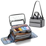 YARWO Knitting Bag, Yarn Storage Organizer Tote for Knitting Needles(Up to 14”), Crochet Hooks, Circular Needles, Projects and Skeins of Yarn, Dots (Bag Only)