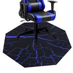 HiiARug Chair Mat for Hardwood Floor Anti-Slip Floor Protector Octagonal Gaming Computer Chair Mat for Home Office Gaming Room (Blue Lightning)