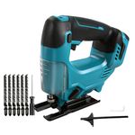 Cordless Jigsaw for Makita 18V Battery, 3500RPM Brushless Electric Jigsaw with 3 Orbital Setting, Variable Speed, 6Pcs Blades, ±45° Bevel Cutting Angle for Wood Plastic Metal (No Battery)